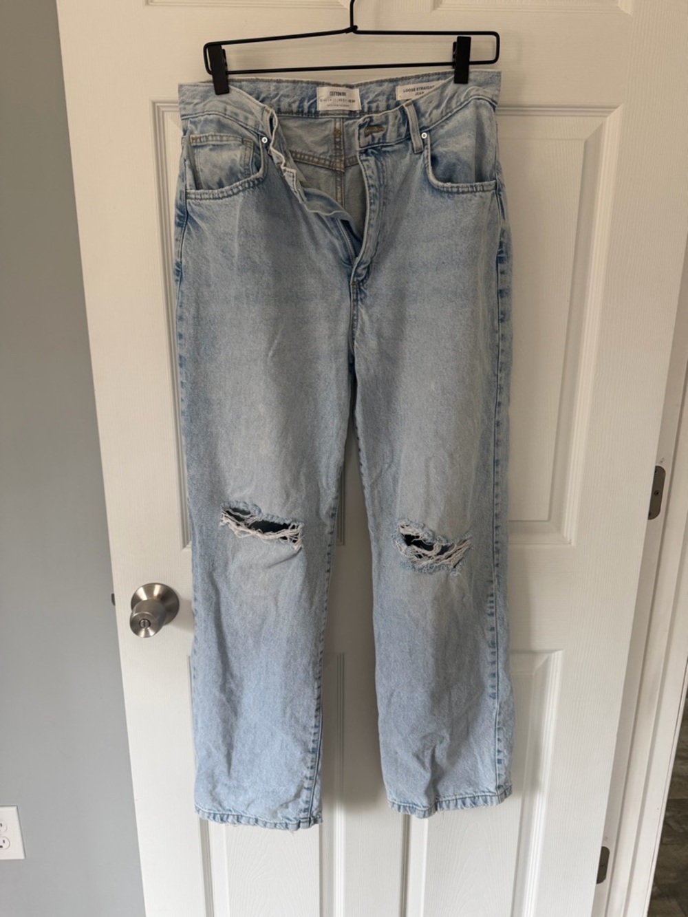 Cotton On Light Blue Distressed Straight Jeans